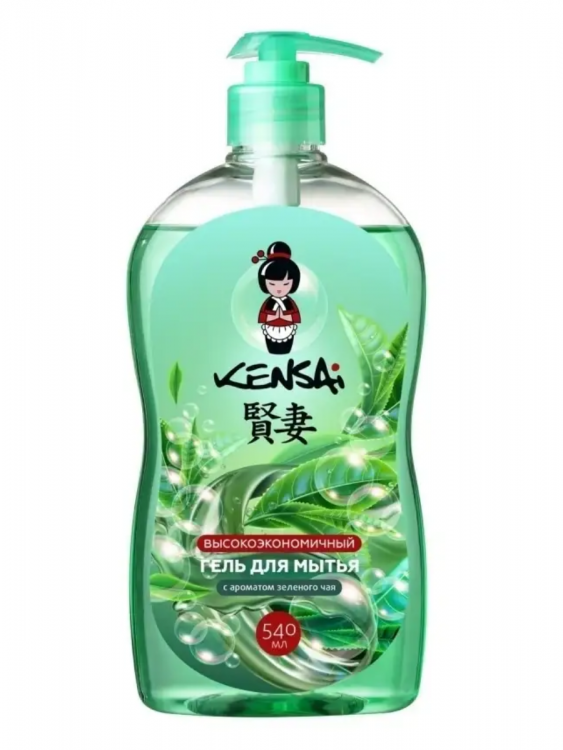 Kensai Гель для мытья посуды и детских принадлежностей с ароматом Зелёного Чая, 540 мл